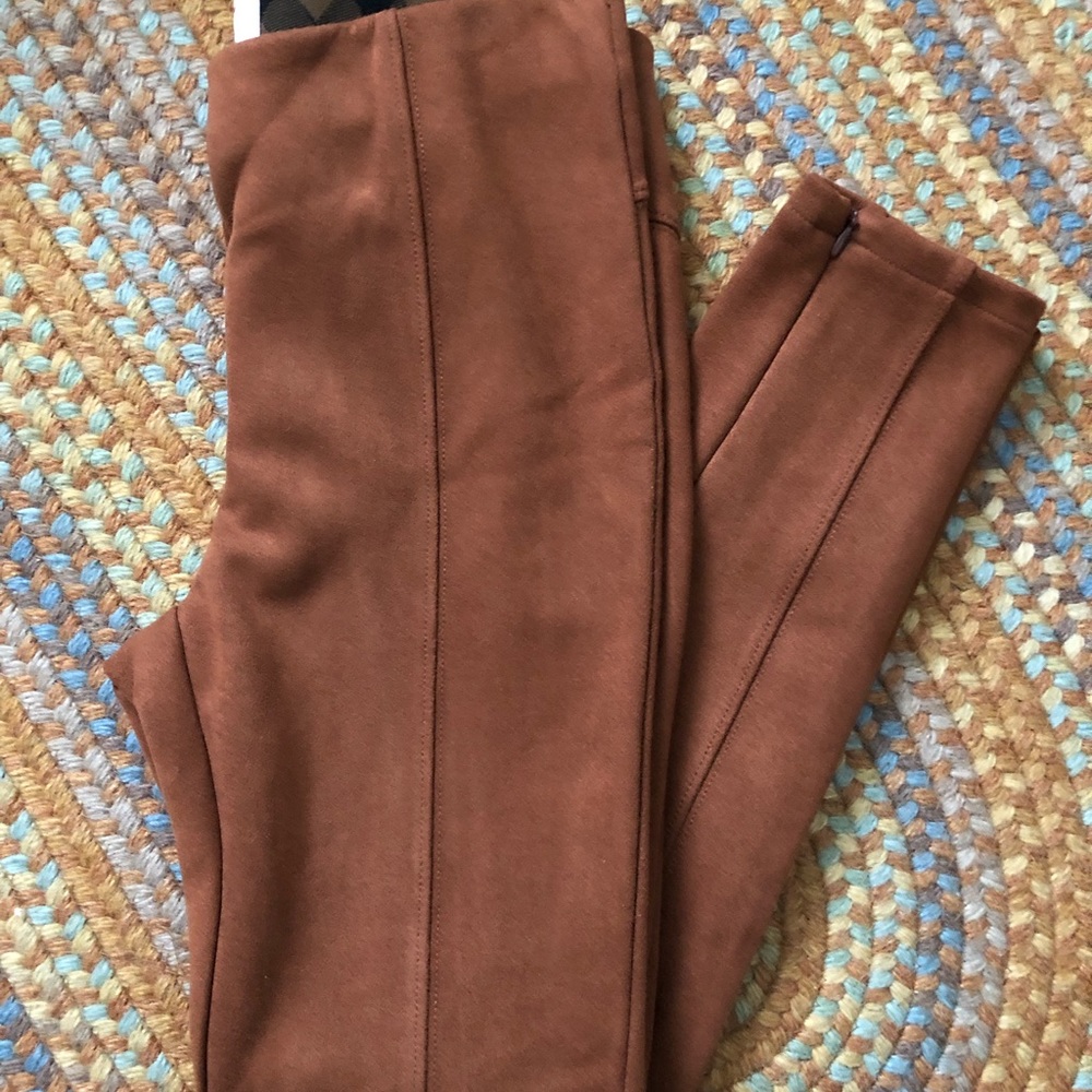 Anthropologie faux fawn brown suede high waisted leggings size 26 NWOT